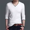 Dropshipping Men Autumn Sweater Casual Longe ärmar Slim V Neck Thin Knit Djup Skjorta L220730