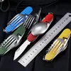 Multifunctional Folding Knife Dinnerware Sets Portable Combination Folding Cutlery Keychain Pendant Outdoor Camping Tools BBB14711
