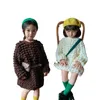 Robes de fille enfants filles palid vérifie la robe ruched faall vêtements d'hiver iss mode de causalité droite vestido