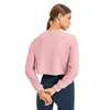 lu Jacquard Women Fitness Long Sleeve Loose Quick-drying Sports Top Athletic Yoga Shirt Round Neck Breathable Train Gym Clothe