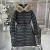 ダウンジャケットデザイナー女性ロング冬コートフォックスファーフグパーカー