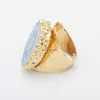 Irregular Natural Stone Onyx Crystal Ring Gold Adjustable Open Rings for Men Women Hip Hop Fashion Jewelry