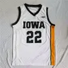 2023 النساء النهائي أربعة 4 جيرسي جديد NCAA Iowa Hawkeyes كرة السلة 22 Caitlin Clark College Size Youth White Yellow Collor