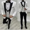 Spring Autumn Wedding Tuxedo Red Mens Suits Slim Fit Blazer Black Lapel Jacket Vest Pants Groomsman Costume Homme Marriage