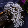 Başlıklar gelin başlıkları gümüş yaprakları kafa bandı balo balo tiara düğün saç aksesuarları el yapımı gelin süslemeleri dişi kristal