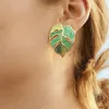 Dangle & Chandelier Fashion Flower Leafs Earrings Female Enamel Green Plant Statement Drop For Women Party Jewelry GiftsDangle