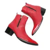 Fashion Red Trade Shoes Square Toe Zip Cowboy Short Boots Botas Plus Formal Club Party Angle Boots для мужчин