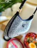 Últimos Cleos embellecidos Diseñadores para mujer Tote Shouler Bolsas Satin Crystal Bolsos de alta calidad Damas 2022 Moda Monederos de axilas Bling P002