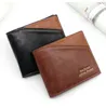 DHL50pcs Wallets Men PU Plain Three Foldable Square Credit Card Holder Mix Color