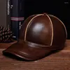 Caps de bola Caps genuínos de couro de beisebol chapéu de beisebol Brand masculino de tampas ajustáveis ​​sólidas/hatsball de Hatsball