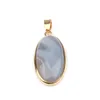 Pendant Necklaces Natural Stone Oval Shape Pendants Agat Lapis Lazuli Charms For Jewelry Making 4 1.6 0.6mmPendant