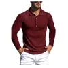 2022 New Solid Color Golf Polos T-shirt For Men Autumn Slim Fit Button Lapel Long Sleeve Casual Fitting Polo Tshirt polo8-2