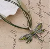 Silverhalsband Dragonfly uttalande halsband hängar vintage repkedja halsband kvinnor tillbehör gb268m