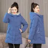 Women's Down Parkas Winter Padded Jacket Korean Style Cotton-Padded Mid-Längd Loose and Thick Student Guin22