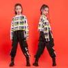 Stage Wear Kid Hip Hop Clothing Print Crop Sweatshirt Lange Mouw Shirt Tactical Cargo Pants For Girl Jazz Dance Kostuum Kleding Streetwears Streetwears