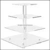 1 Set Cake Stand Herbruikbaar Vierkant Vruchten Carrier Grote Capaciteit Eenvoudig te monteren Acryl Snack Display Tower voor Bruiloft Drop Levering