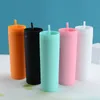 16 oz gobelet mince mat acrylique gobelets couleur pastel double paroi en plastique réutilisable tasse bricolage cadeaux fy4409 0411