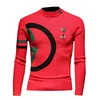 Men's Spring and Autumn New Tops Embroidered Print Turtleneck Sweater Trend Personality Slim Solid Color Versatile Pullover Knitted Bottoming Shirt