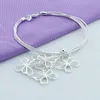 925 браслет стерлингового серебряного браслета Три бабочка змея костный браслет для женского шарма свадебного подарка
