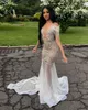 2022 Plus Size Arabic Aso Ebi Mermaid Luxurious Sparkly klänningar Pärlade kristaller Evening Formal Party Second Reception Födelselagande klänningar klänning ZJ505