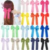 Toddler Solid Color Ribbon Bowknot Hair Clips Fashion Handmade Bows Infant Hairpins Baby Headwear Birthday Gift Party Decoration