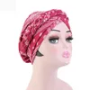 BeanieSkull Caps Summer Flower Print Turban Muslim Hat Fashion Braided Bandanas India Head Wrap African Nigerian Headwear Party A8402553