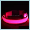 8Colors 4Sizes Night Safety Led Light Flashing Glow Nylon Pet Dog Collar Small Medium Leash Drop Delivery 2021 Collars Leashes Supplies Ho