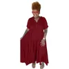 Plus Size S-5XL Maxi Dresses for Women Designer Fashion Casual Clothing-knappen LAPEL Damer Loose Dress