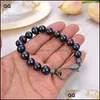 Gliederkette Armbänder Schmuck Link 8 9-10 mm schwarze Keshi Runde Perle Armbandlink Drop Lieferung 2021 Dh1Bu