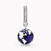 Our Blue Planet Dangle Charm 925 Silver Pandora Charms for Bracelets DIY Jewelry Making kits Loose Beads Silver wholesale 798774C01