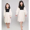 Robes de fille Printemps Adolescentes Robe Deux Couleurs Patchework Enfants 100% Coton Drses Enfants Vêtements Bébé Mode Vêtements, #2001