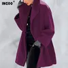 Ingoo 7 kleur winter losse wol lange jas vrouwen elegant Engeland stijl dikke warme single breated down collar vrouwelijke jassen t200114