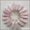 Konst och hantverk Arts Gifts Home Garden Natural Stone Rose Quartz Shape Charms Point Chakra Pendants for Jewelry Mak Dhbhx