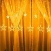 Strings LED Twinkle Star Curtain String Lights 12 Stelle 126 LED Finestra Fata da parete impermeabile con 8 modalità lampeggianti FLED