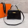 Klassieke designer handtas voor dames Mini horizontale Messenger Bag Mode lederen krokodillenpatroon 9-kleuren een schoudertas met gesp