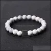 Arts And Crafts 8Mm White Dyed Lava Stone Chakra Strand Bracelets For Women Men Yoga Buddha Energy Jewelr Sports2010 Drh