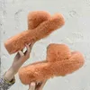 Hiver fourrure femmes pantoufles 2022 peluche moelleux maison pantoufles femmes confortable doux chaud fourrure intérieur maison chaussures plate-forme tongs G220730