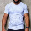 T-shirt da uomo Colore puro Palestra Uomo Maglia poliestere Slim Manica corta Sport Bodybuilding Fitness T-shirt da allenamento per uomo Top