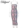 Dulzura Tie Dye Imprimer Femmes Ruché Tube Midi Robe Moulante Sexy Streetwear Party Club Élégant 2021 Summer Festival Vêtements Y2K G220414