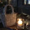 Perle Eimer Taschen Sommer Handgemachte Strand Damen Taschen Handtasche Mode Silber Perle Nette s und Handtaschen für Frauen 220531