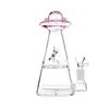 Pink Elegance: 7,4-tums UFO-form Munnstycke Glasbong med inline perkolator, 14 mm kvinnlig led