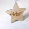 Oggetti decorativi Figurine Ramadan Decorazione Artigianato in legno Pendenti Personalizzati Eid Al-Fitr Lanterna Esagonale Luna Pentagramma appeso Orn fai da te