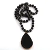 Pendentif Colliers Fashion Black Lava Stones Agat Drop For Ethnic NecklacePendentif