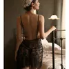 Women's Sleepwear Luxurious Embroidery Lace Women's Sleepskirt Transparent V-Neck Pajamas Camisole Nightskirt Temptation LingerieThongWo