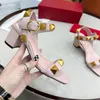 Running Summer Women's Sandals Designer Sexy Talons hauts Clous en cuir Chunky Élégantes Chaussures de bureau confortables