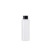 Emballage Bouteille en plastique givrée Sholder plat Épaule ronde Couverture en aluminium noir PET avec bouchon Conteneur d'emballage cosmétique rechargeable portable 100 ml 150 ml 200 ml