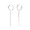 Hoop & Huggie 925 Sterling Silver Small Round Bead Long Tassels Earring Buckle For Women HipHop Fine Jewelry Gift Drop