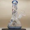 8 Inch Premium Blue Tip and bottom Anime Theme Frog Hookah Water Pipe Bong Glass Bongs With 14mm Downstem And Bowl 2 In 1