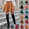 DGIRL Corduroy Button Front Flare Skirt Vintage High Waist Women Winter Casual Flared s Elegant Ladies Street Wear 220322