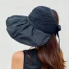 Wide Brim Hats Summer Women Bucket Hat UV Protection Big Beach Sun Empty Top Caps Bows Ladies Girls Panama CapsWideWide